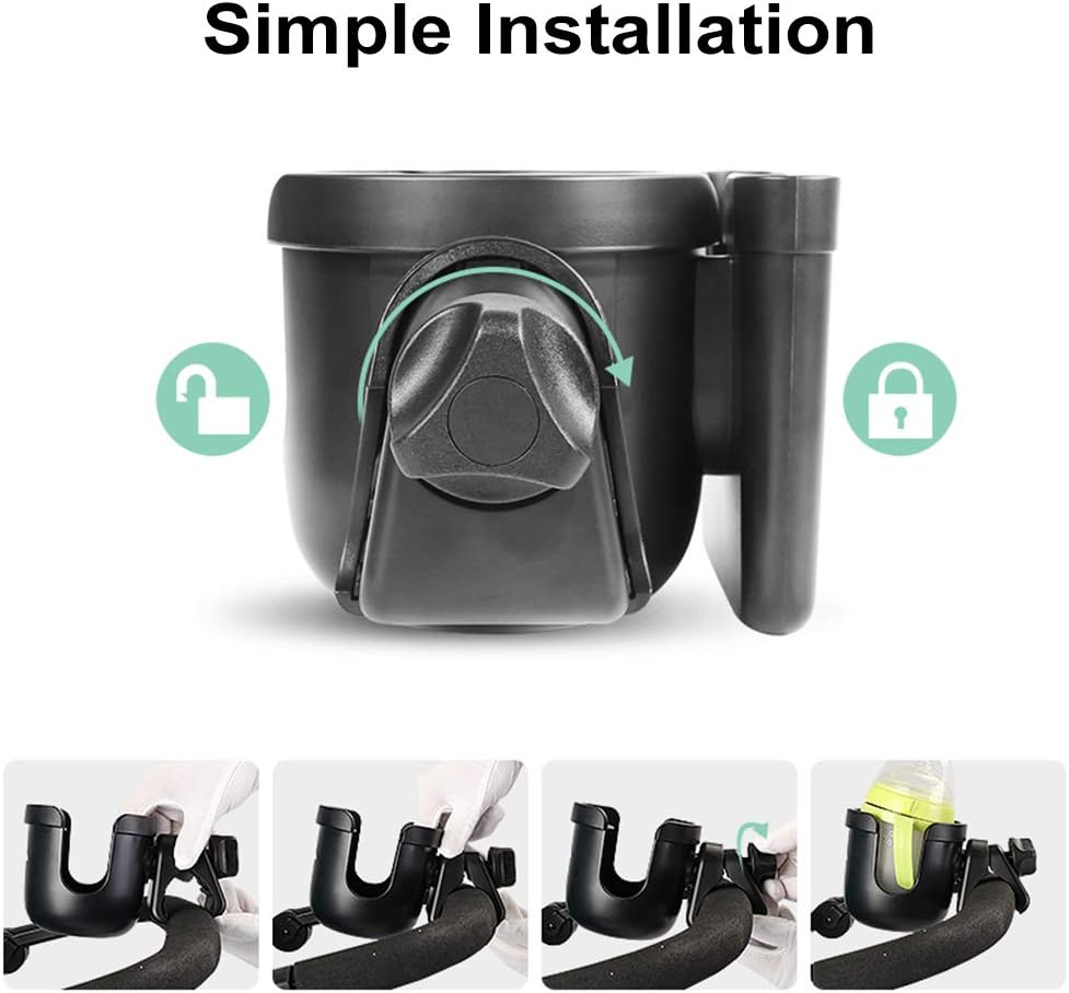 Hemousy Universal Cup Holder,2in1 Stroller Bottle Holder with Phone Holder 360 Degrees Rotation Large Caliber Drink Rack for Pushchair Crib Bicycle Wheelchair Walker Scooter Fishing Rod: Home & Kitchen