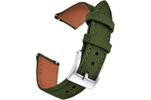 PTFULUOS Premium Soft Hybrid (Leather and Sailcloth) Watch Bands for Men Women,18mm 20mm 22mm Multiple Sizes Quick Release Replacement Watch Straps