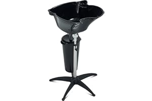 LILFURNI Power-Driven Portable Mobile Shampoo Bowl,Height-Adjustable Tear Free Hair Washing Sink,with Drain Pipe and Bucket,for Beauty Salon,Barber Shop,Home