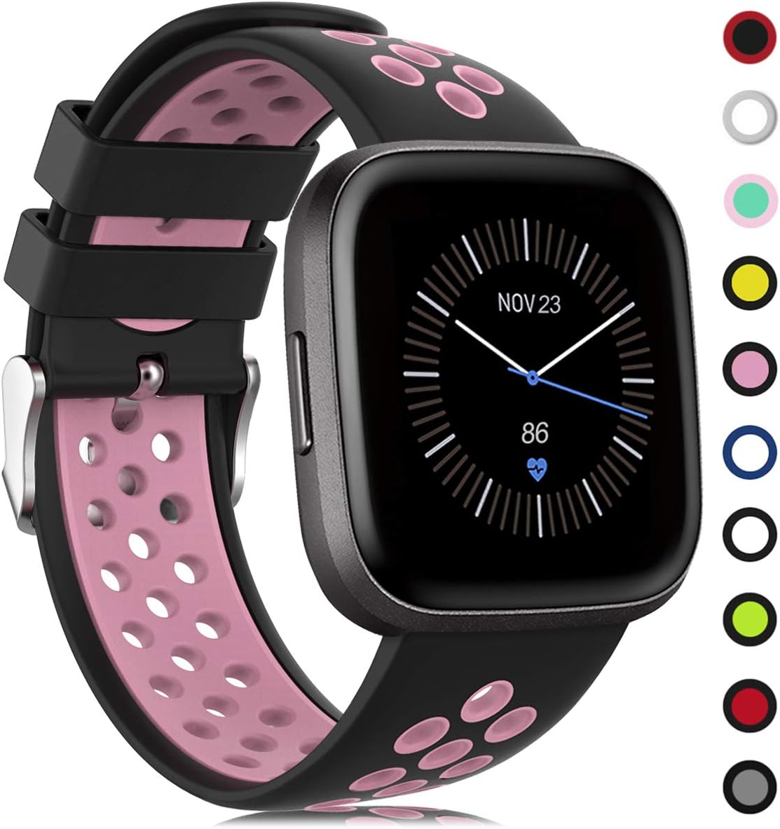 Unodrm Strap Compatible for Fitbit Versa Strap/Versa Lite/Versa 2 Strap Women Men, Silicone Replacement Wristband Compatible for Fitbit Versa/Versa 2/ Versa Lite/Versa SE Smartwatch (No Watch)