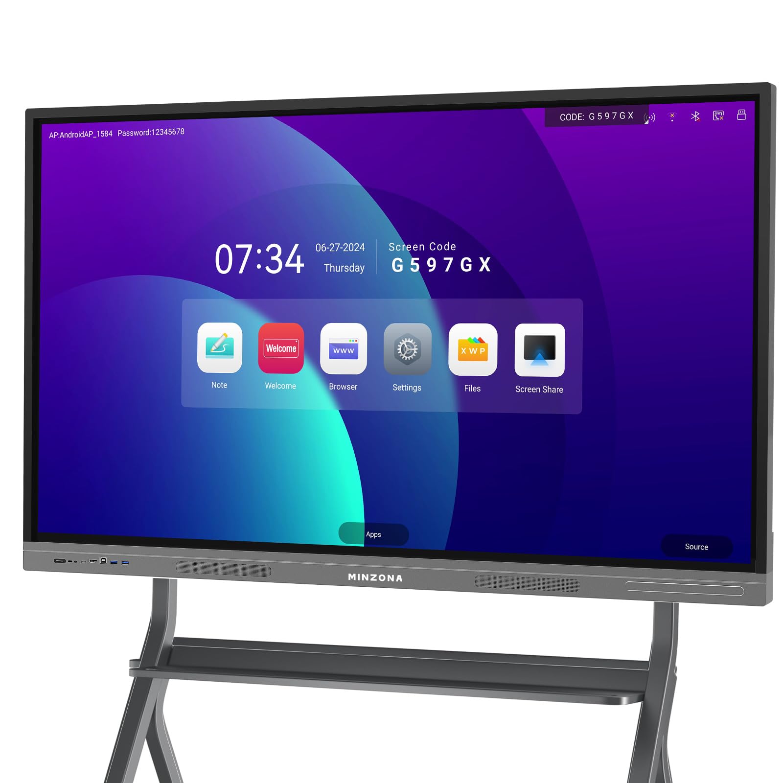 Photo 1 of MINZONA Smart Board, Electronic Whiteboard, 55'' 4K UHD Touchscreen Digital Whiteboard for Home, Smart Board for Classroom and Office