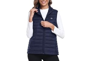MoFiz Women's Puffer Vest Winter Lightweight Vest Full Zipper Hoddies Coat Sleeveless Down Vest Pockets