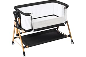 kingobabys 3 in 1 Baby Bassinet,Bedside/Rocking Bassinet for Baby,Bedside Crib with Lockable Wheels,Waterproof Mattress,Adjus