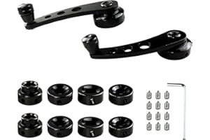 Flylin 2Pcs Car Window Crank Handle, Aluminum Billet Car Wagon Door Window Winder with Hex Wrench and Screws, Window Riser Winder Crank Replacement Fit for Classic Car (Black)