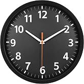 Mabpedo 12" Modern Silent Battery Wall Clock, Decorative Wall Clocks Indoor | Analog Large Wall Clock Non-ticking with Tempered Glass Large Numbers, Ideal Clock for Kitchen Classroom Office Hotel, Black