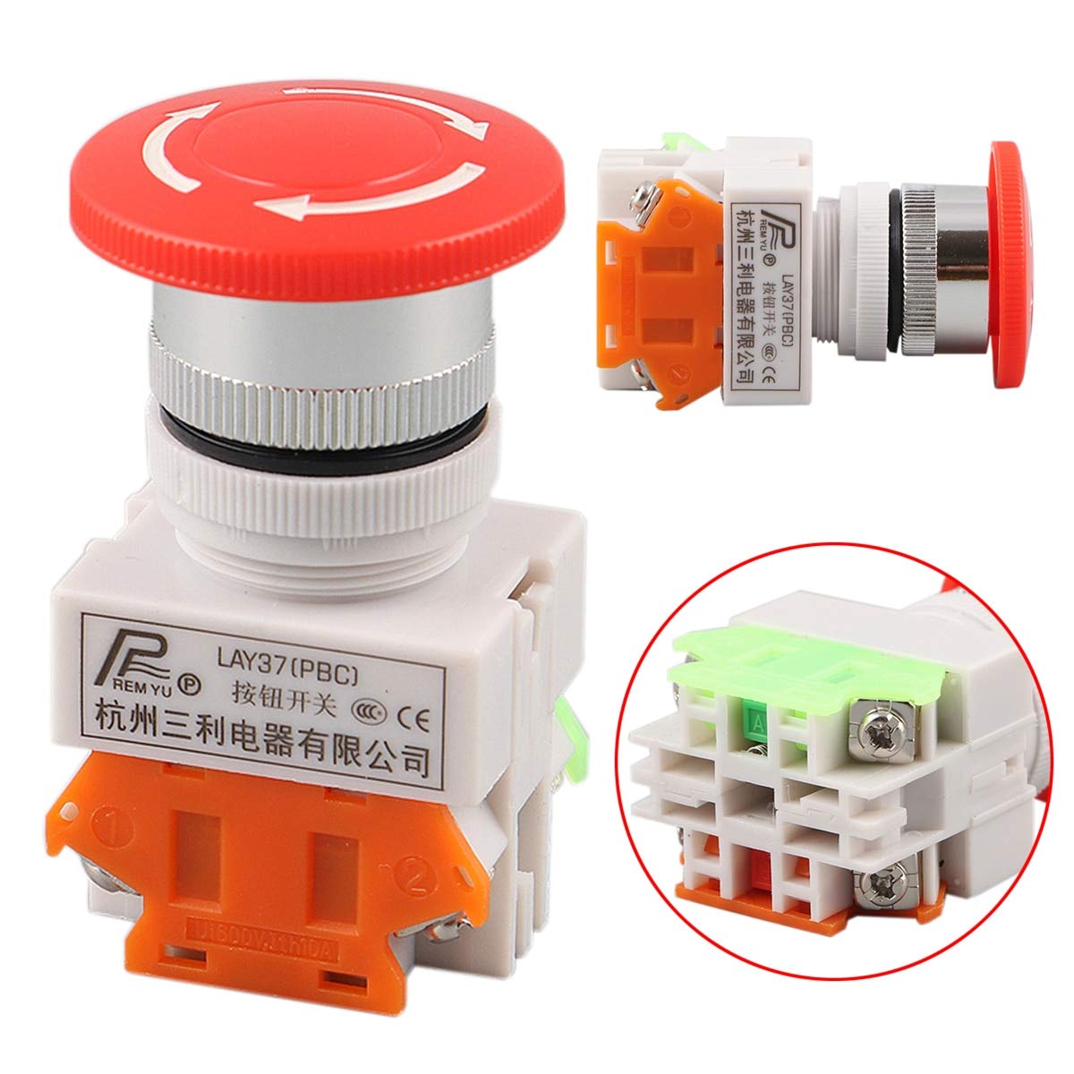 4 Button Switch Red Sign Mushroom Emergency Stop Push Button Switch 4