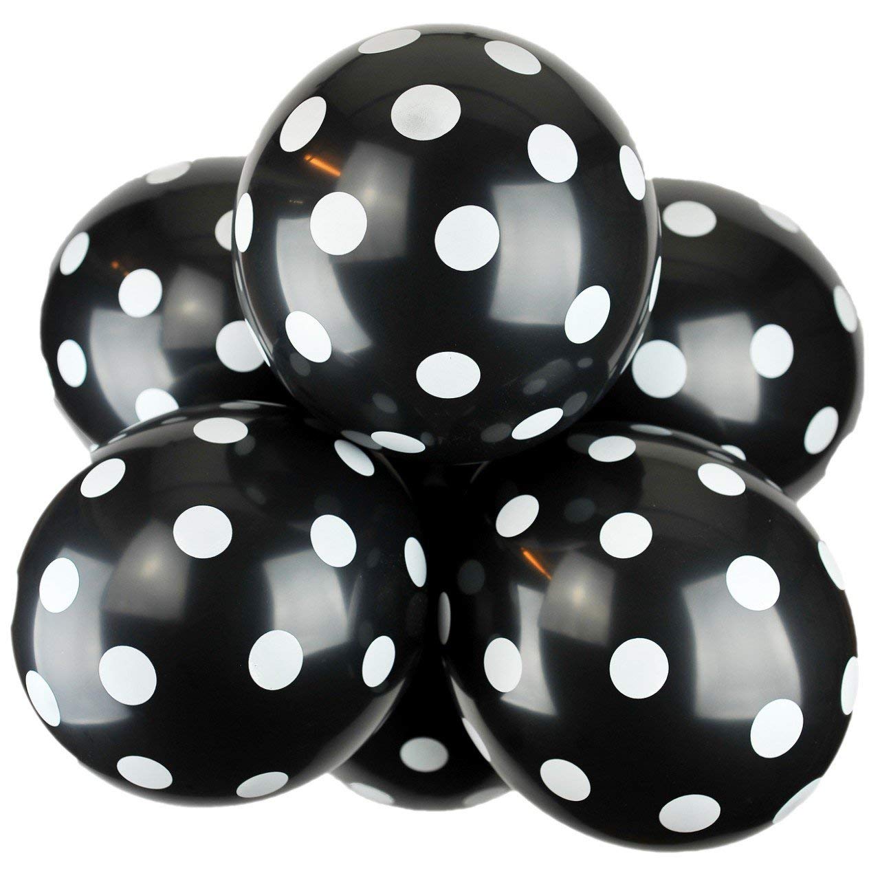 Happium 12" Assorted Latex Balloons Polka Dot, Ideal for Party Decoration, Assorted Balloons for Birthday Wedding and Other Parties, Pack of 10 (Black)