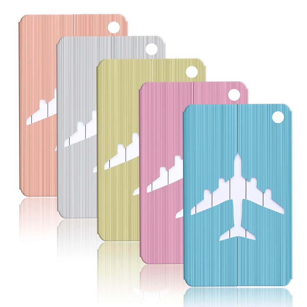 Aluminum Luggage & Suitcase Tags Travel ID Identification Labels Set For Bags -5 pack
