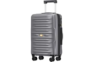 MGOB Carry On Luggage 22x14x9 Airline Approved, PC Hard Suitcases with Spinner Wheels, Lightweight Luggage, TSA Approved, 20 Inch Carry-On, Silver