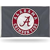 Rico Industries NCAA Alabama Crimson Tide Round Logo Grey 3' x 5' Banner Flag Single Sided - Indoor or Outdoor - Home Décor