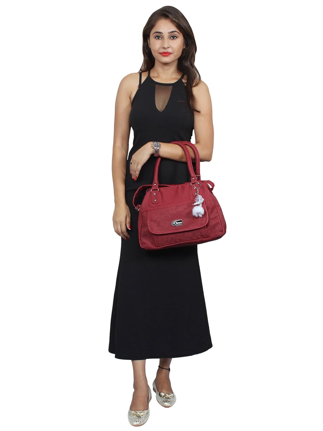 gracetop women's pu leather handbag - maroon (flp-lh-meh)