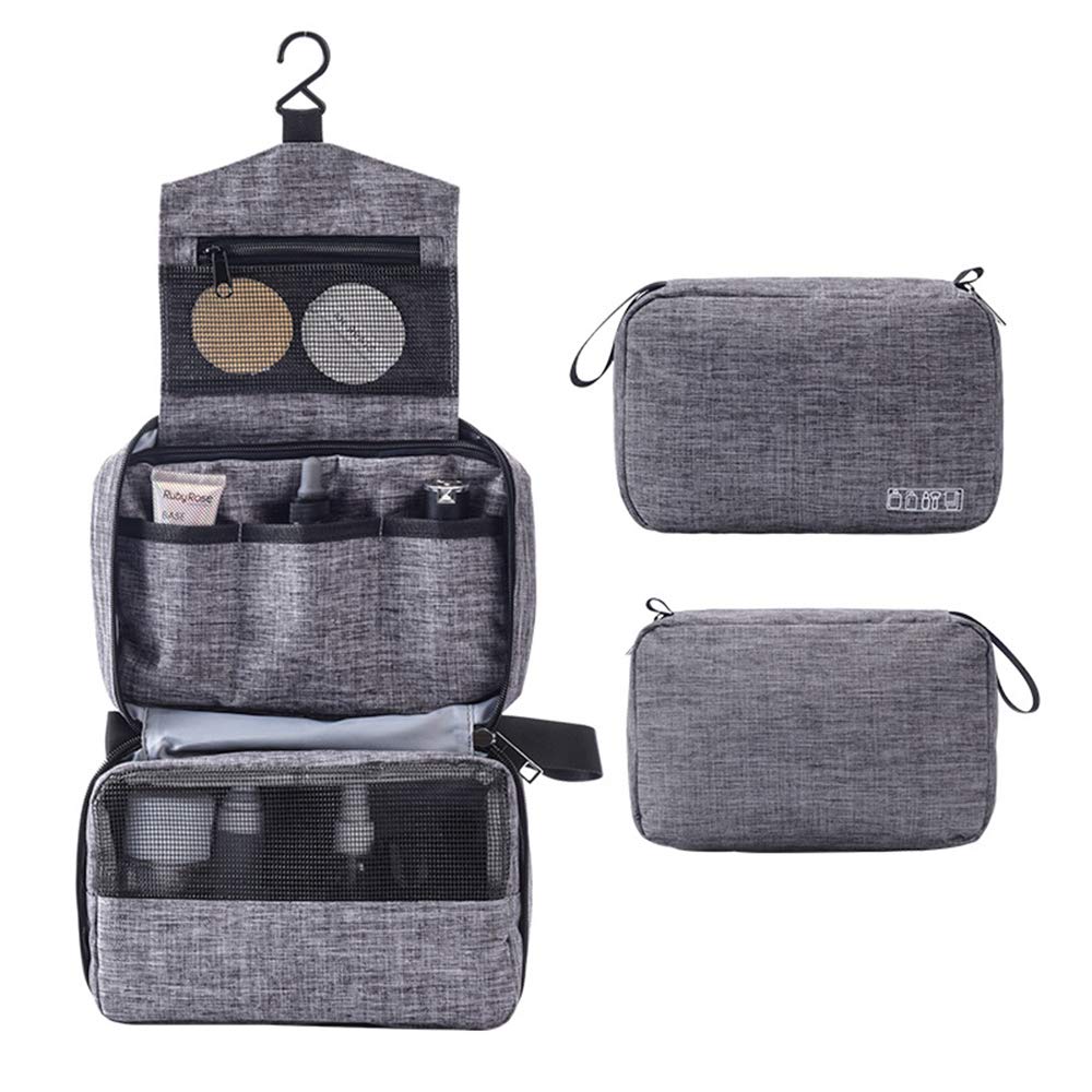 KAEHA SUN-059-14 Cosmetics Outdoor Travel Storage Portable Washing Bag with Hook Waterproof Anti-Scratch Multifunction, Grey