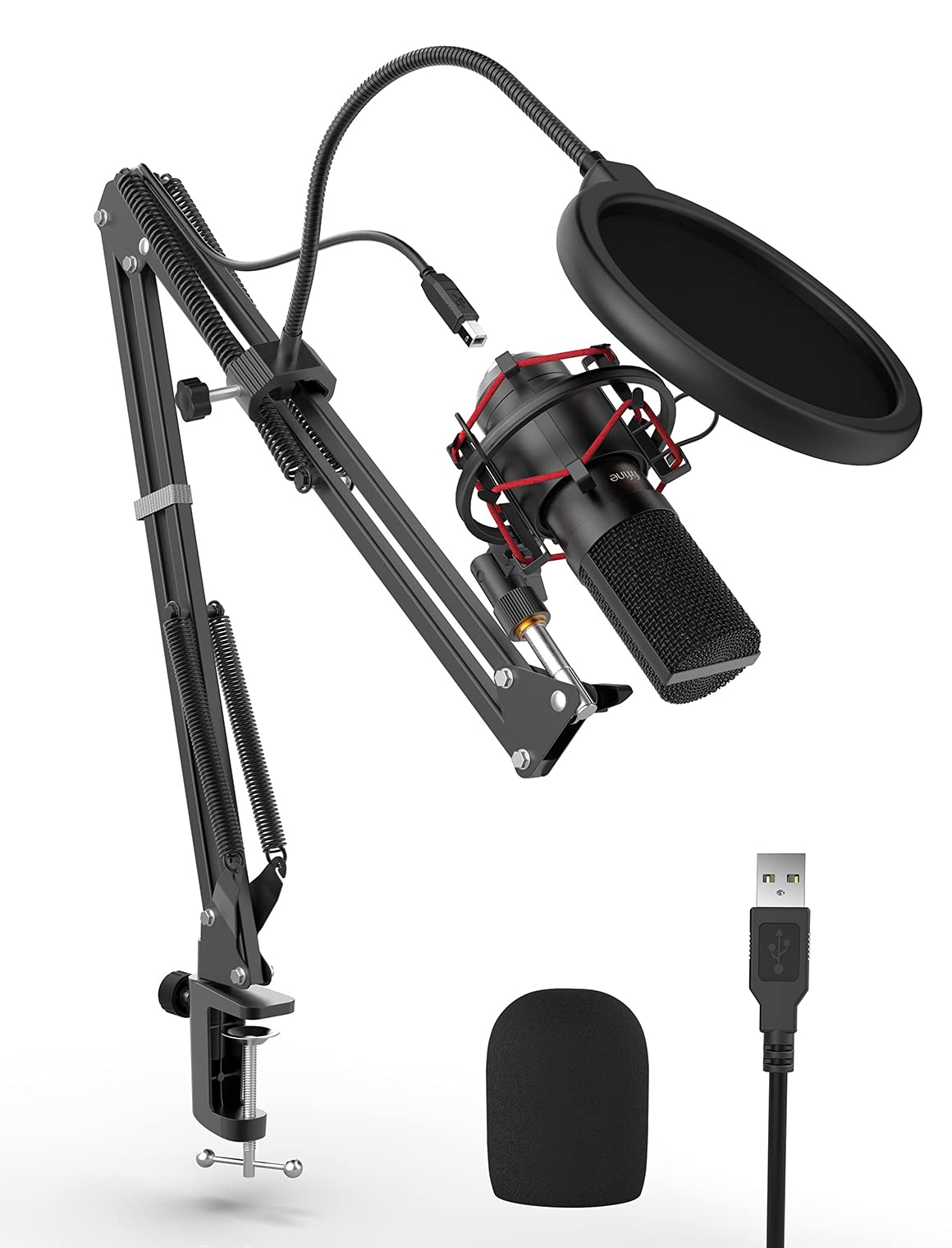 FIFINE Gaming microphone USB Microphone Kit with Arm Stand, Shock Mount, Pop Filter Desktop Laptop Windows/Mac Computer Microphone for Streaming, Podcast, YouTube, Recording, Zoom meeting-T732