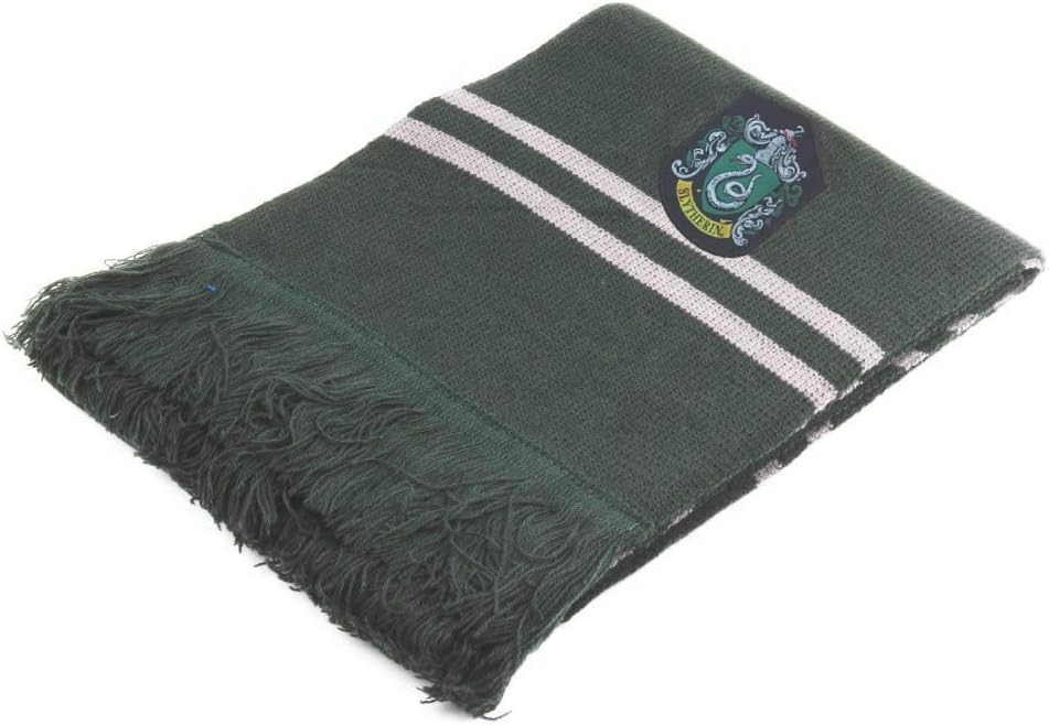 HP Wizard and Witch Style Knit Scarf - 80" Long - 9" Wide - Ultra Soft Knitted Acryl Fabric - School Patch Emblem - Tassel Trim - Cozy and Warm During the Cold Winter - Classic Colour Combinations