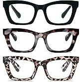 REAVEE Oprah Style Reading Glasses for Women, Blue Light Blocking Stylish Oversized Computer Readers Spring Hinge