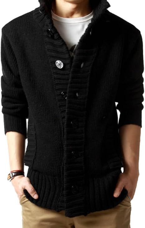 Amazon Jomo S ざっくりニットカーディガン メンズ レディース ローゲージニット ざっくり編み 冬 厚手 大きいサイズ スタンドカラー カーデ ニットカーディガン ニットセーター ニットジャケット タートルネック 防寒 保温 カーディガン 通販