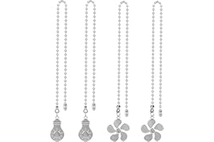 4pcs Ceiling Fan Pull Chain Extenders, 35.3cm/14in Durable Pull Chain Extension with Light Bulb and Fan Pendants Decorative A
