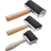3 Pack Rubber Brayer Roller,1.4/2.4/4 Inch Hard Rubber Brayer Rollers,Art Craft Roller for Printmaking,Ink,Wallpapers Stamping Gluing