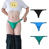 KEACUT Mens Nylon Thongs Low-Rise Athletic Supporter G-String Black/Blue/Green 3 Pack