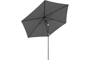 Outsunny 9FT Patio Umbrella, Outdoor Table Umbrella with Tilt, Crank, 6 Ribs, UPF50+ Protection, Patio Parasol for Garden, La