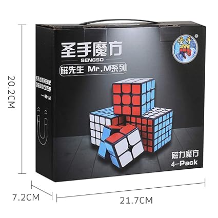 Alician 4Pcs Professional Smooth Magnetic Magic Cubes Game Toys Set