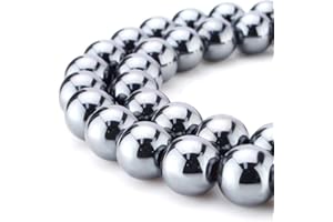 BRCbeads Hematite Silver Plated Gemstone Loose Beads Round 6mm Crystal Energy Stone Healing Power for Jewelry Making