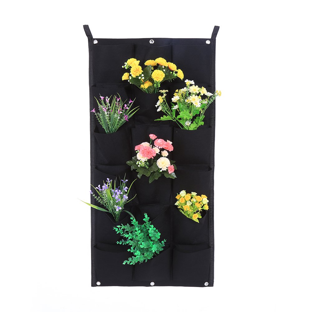 Vertical Felt Garden Planter, 18 Pocket Wall-Mounted Growing Bag for Indoor Outdoor Plants, 100 x 50 cm