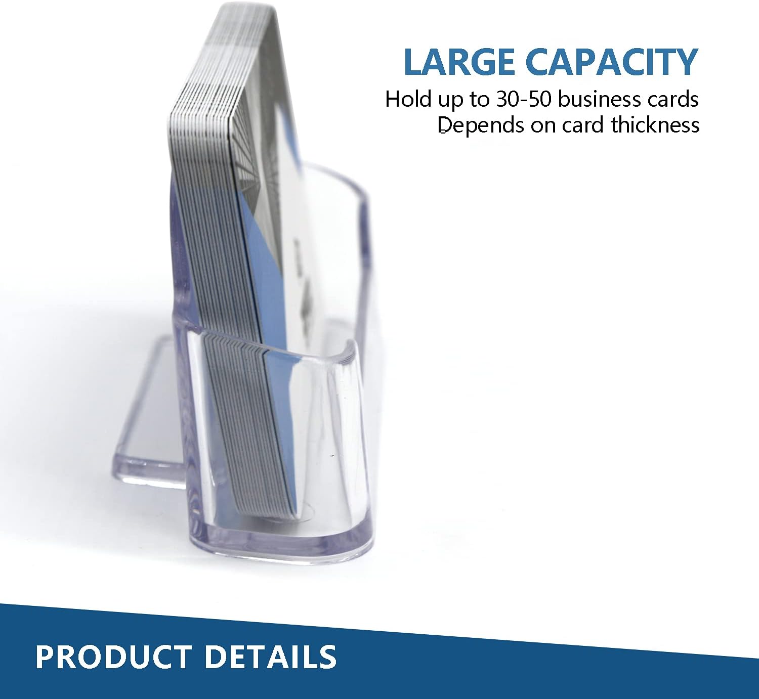 ZIPCCI 8 Pack Business Card Holder for Desk - Office Clear Business Card Holder Stand, Display Plastic Business Card Stand Acrylic Business Card Holder, Fits 30-50 Business Cards : Office Products