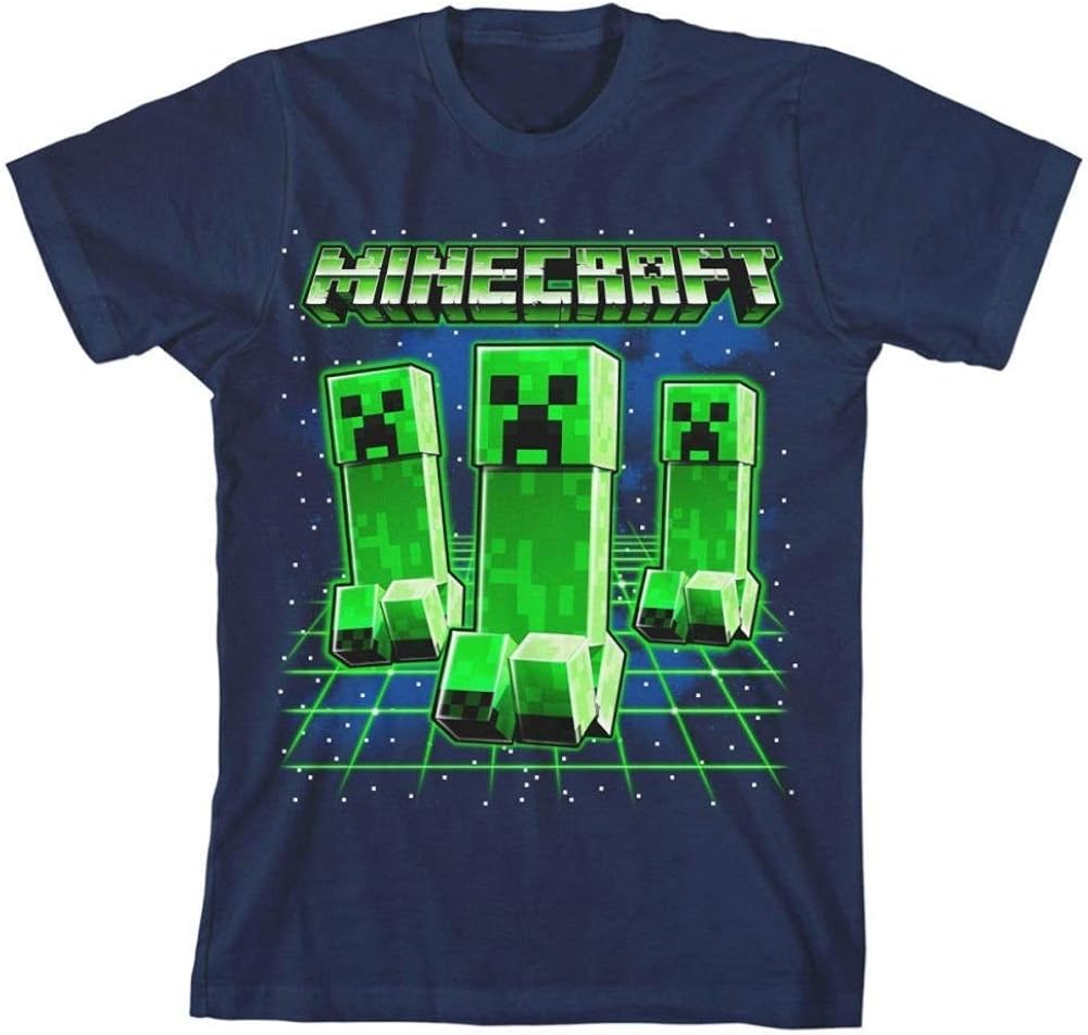 Minecraft Glowing Creepers Big Boys Youth T-Shirt Licensed: Clothing