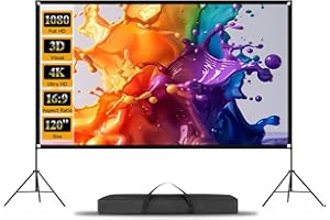 SCREENMAX Outdoor Projector Screen with Stand, 120 inch Foldable Projector Screens with Portable Carry Bag, 16:9 4k HD Rear Front Wrinkle-Free Projection Screen for Movie Night and Indoor Home Theater