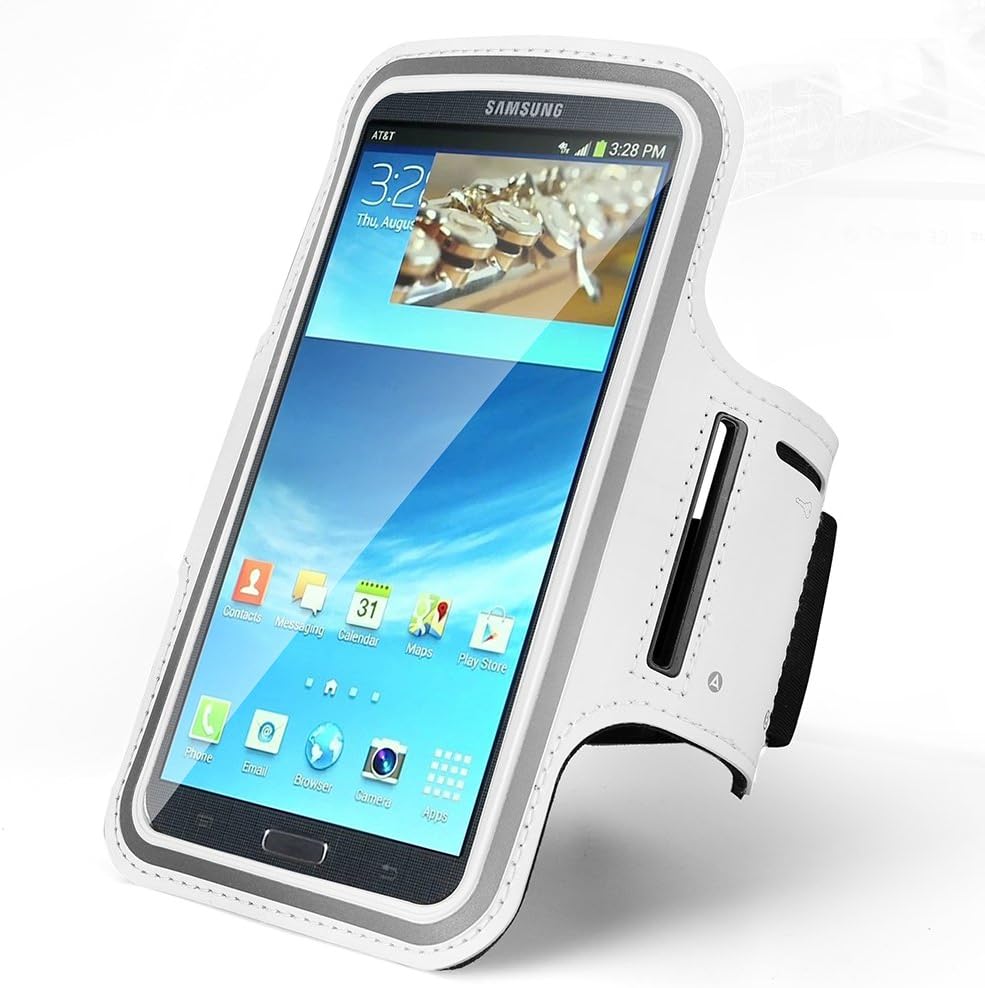 Outdoor Running Sports Gym Jogging Armband Pouch Case for Samsung Galaxy S9 Active/iPhone Xs Max/iPhone XR/Huawei Mate 20 Lite/Mate SE/Honor 8X / Sony Xepria XZ3 / HTC U12 Life (White)