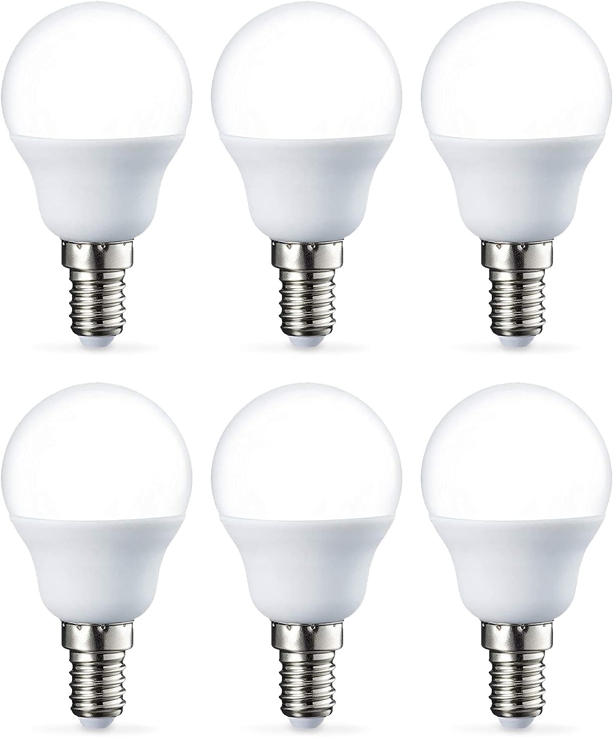 Amazon Basics LED E14 Small Edison Screw Golf Ball P45 Bulb, 2W (Equivalent to 25W), Clear Filament, Non Dimmable, Pack of 6