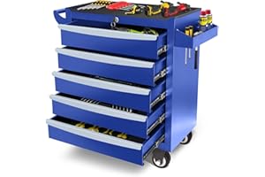 Barphygo 5-Drawer Rolling Tool Chest, Metal Tool Box with Wheels & Lock Garage Storage Cabinets Tool Cart Toolbox Organization Workbench for Workshop, Warehouse & Repair Shop