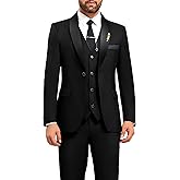 Fesenbo Mens Suit Slim Fit 3 Pieces Suit 1 Button Shawl Lapel Men Suit Blazer Jacket Vest Pants Bow Tie Pocket Square Brooch