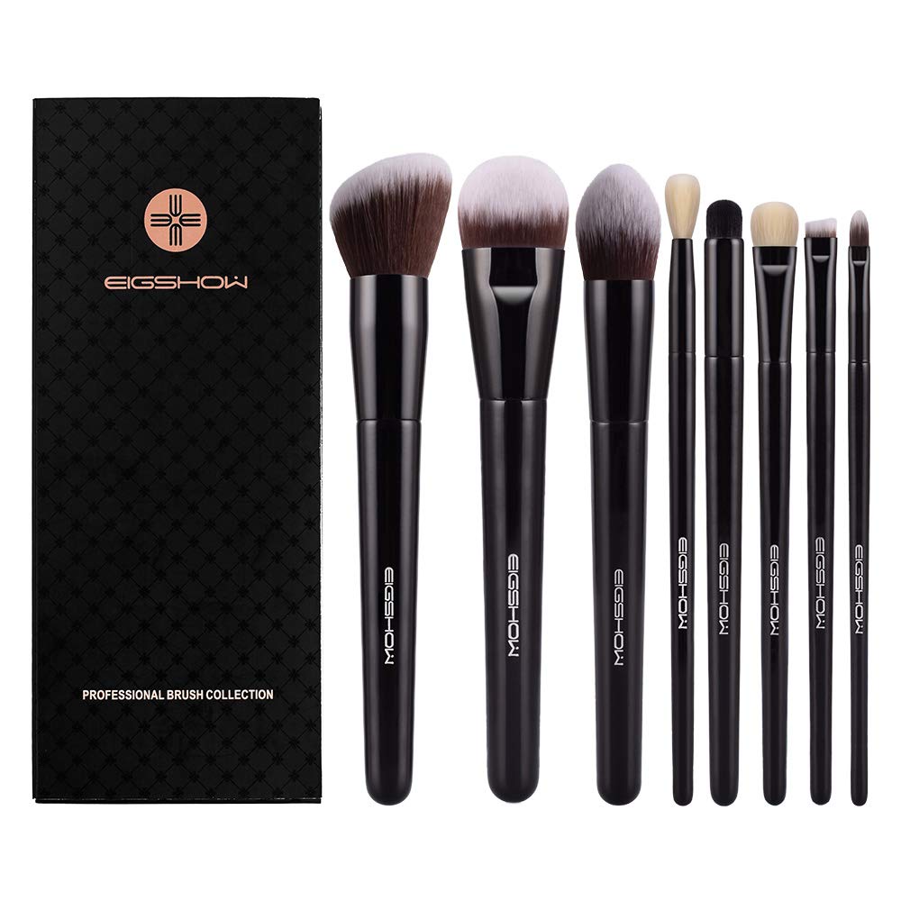 EIGSHOW Brush Set,Premium Synthetic Hair Professional Brush 8 Pcs Face And Eye Makeup Brush Set