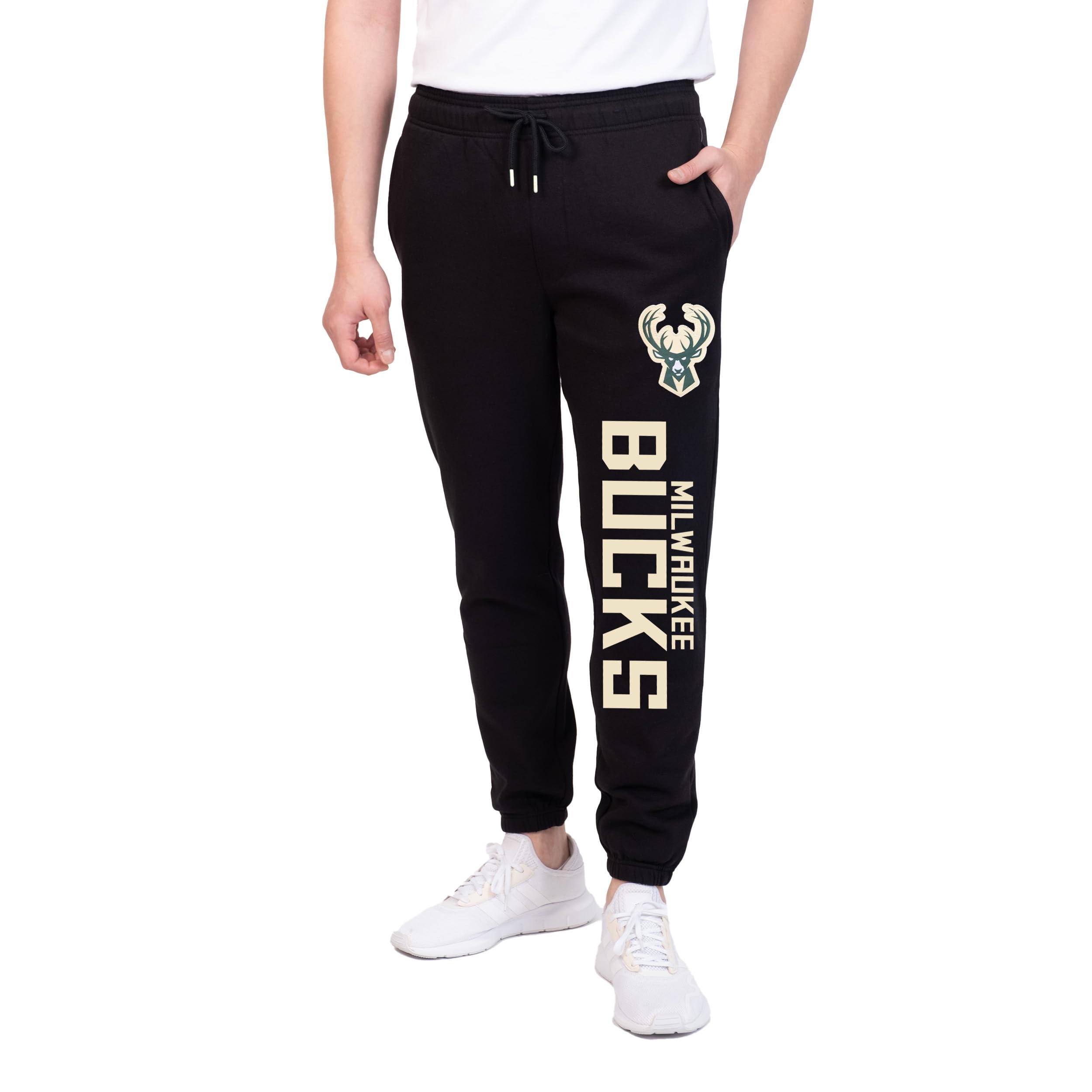 Ultra Game Men's NBA Official Super Soft Team Jogger Sweatpants, Milwaukee Bucks, Black, Small Image