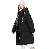 ChicPalette Girl Winter Extra Long Coats - 8-14Y Kids Quilted Heavyweight Puffer Long Warm Jackets with Hood and Two Pockets