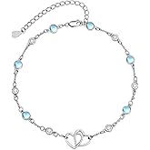 KoyeKei Anklet for Women 925 Sterling Silver Double Infinity Ankle Bracelet Waterproof Summer Jewelry Anniversary Birthday Gifts for Her