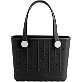 Forrader Rubber Tote Bag Small Beach Bag Waterproof Travel Bags Washable Tote Portable Handbag for Sports Beach Outdoor