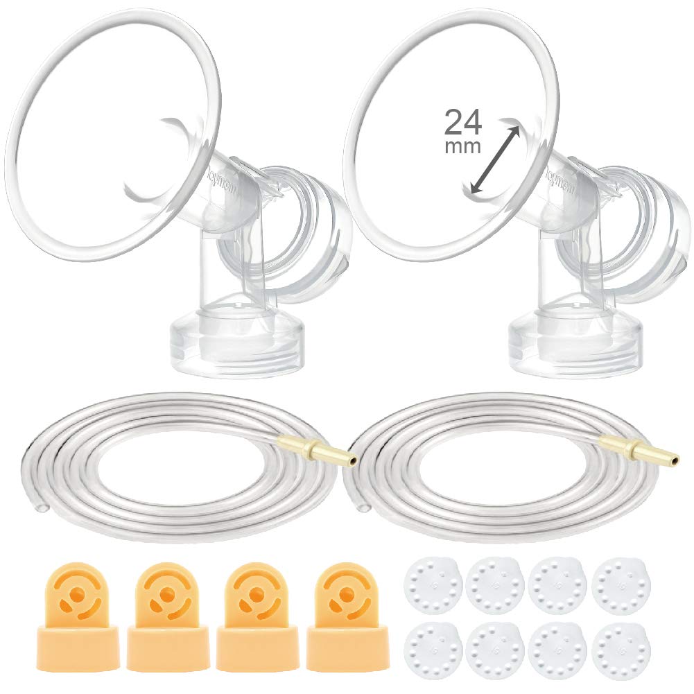 Maymom Brand Pump in Style Tubing and Breast Pump Kit for Medela Pump in Style Breastpump. Inc. 2 Pump in Style Tubing, 4 Valves, 8 Membranes, and 2 Breastshields (Can Replace Medela Personalfit Connector and Breastshield) for Medela Pump in Style Advanced Sold After July 2006. Replace Medela Breastshield, Medela Valves, Membranes, and Pump in Style Tubing. Can Be Used with Simple Wishes Bra or Simplicity Bra Kit. (24 mm (standard), 2 Breastshields 4 Valve 8 Membrane)