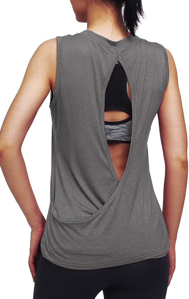 Mippo Workout Tops for Women Yoga Shirts Muscle Running Tank Tops Open Back Workout Clothes at  Women’s Clothing store