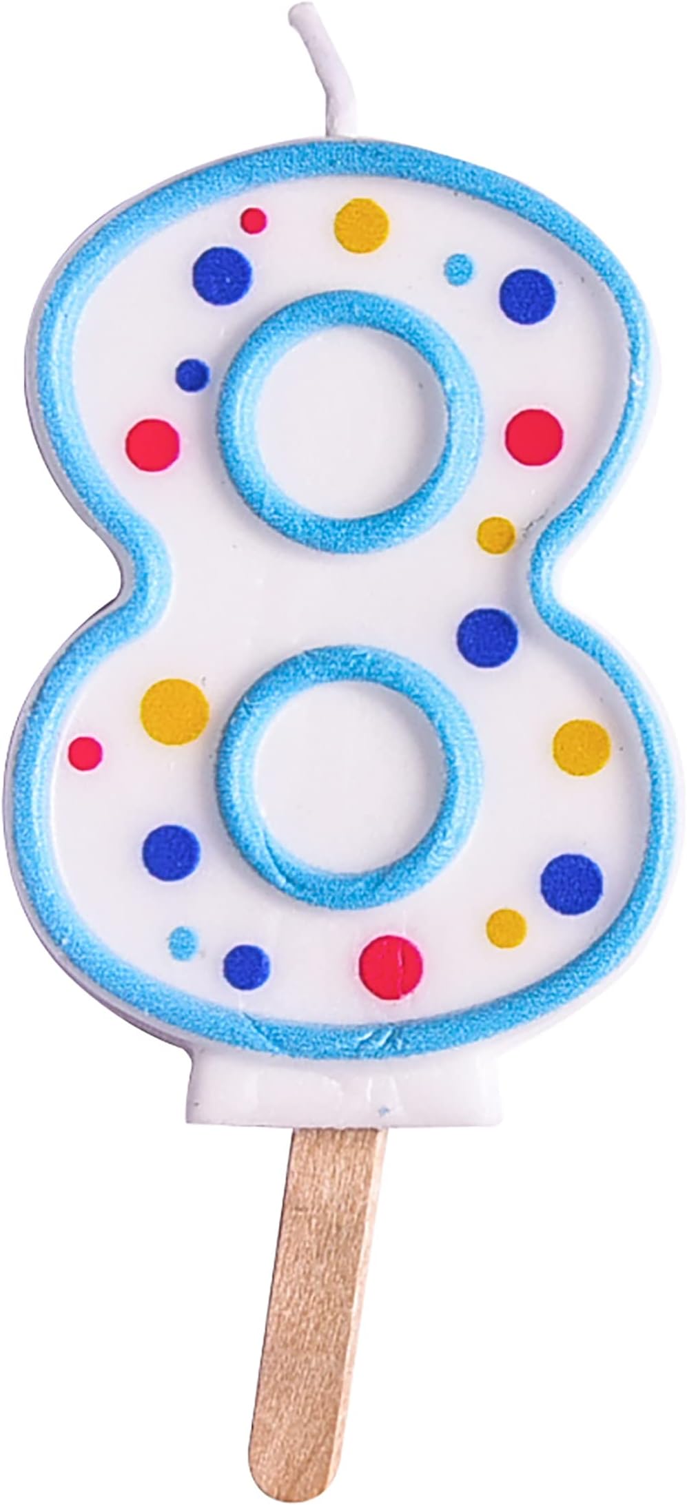 PME Blue Number 8 Candle 63mm Cake Topper with Polka Pots