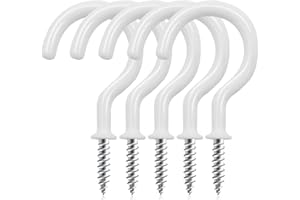 DRT DERUITAI Cup Screw Hooks,1-1/2 inch Vinyl Coated Ceiling Hooks,45 Pack Screw in Hooks Plant Hanger Hooks,Wind Chimes Hooks Kitchen Cup Hooks for Hanging Indoor & Outdoor Use(White)
