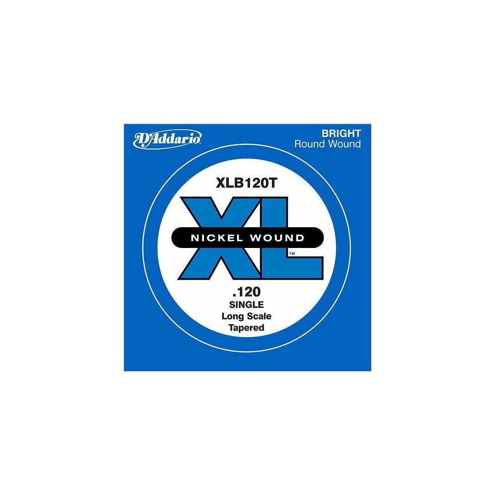 D'Addario XB120T Nickel Wound Bass Guitar Single String, Long Scale, .120, Tapered