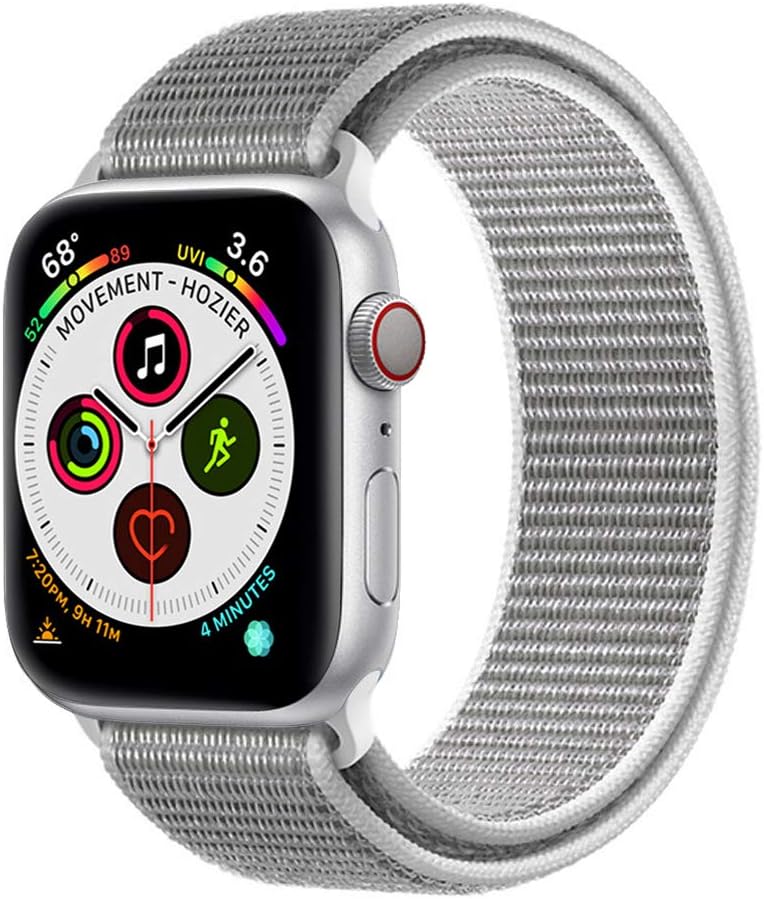 Muzzai Nylon Sport Band Compatible for Apple Watch Bands 38mm 40mm 42mm 44mm, Soft Lightweight Breathable Nylon Loop Replacement Wristband Compatible for Apple Watch iWatch Series 5/4/3/2/1