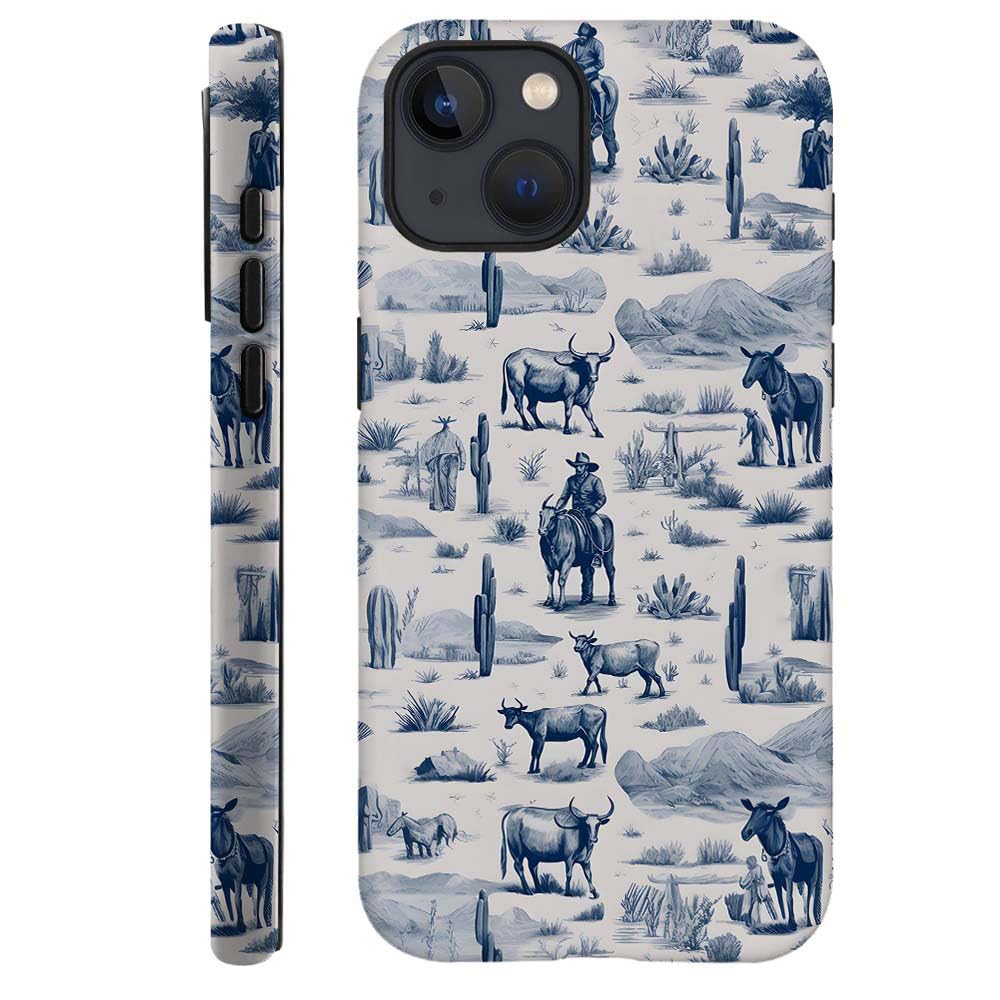 kiritfox Case Compatible with iPhone 15 Plus,Hybrid 2-Layer Hard Shell,Shockproof Soft for Girl Women,Vintage Western Horses Cow