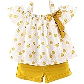 Hipea Toddler Baby Girls Summer Clothes Outfits Ruffle Camisole Spot Dot Tops and Casual Shorts Newborn Girl Clothing