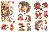 Peacoblue Rub on Transfer Decals Hedgehog Apple Trees 6"x12" 3Pcs view 1