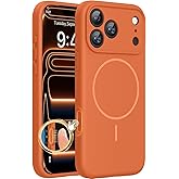 Miracase Magnetic for iPhone 17 Pro Max Case, Compatible with MagSafe, Integrated Silicone Camera Control Cover, 3.0mm Thicken Shockproof Drop Protection Phone Case for 17 ProMax, Orange