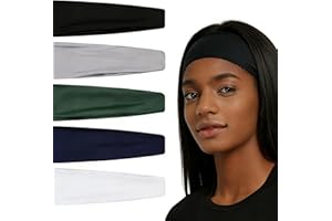 Sports Headbands for Women (5 Pack), Moisture Wicking Workout Headband for Running, Cross Training, Yoga and Bike